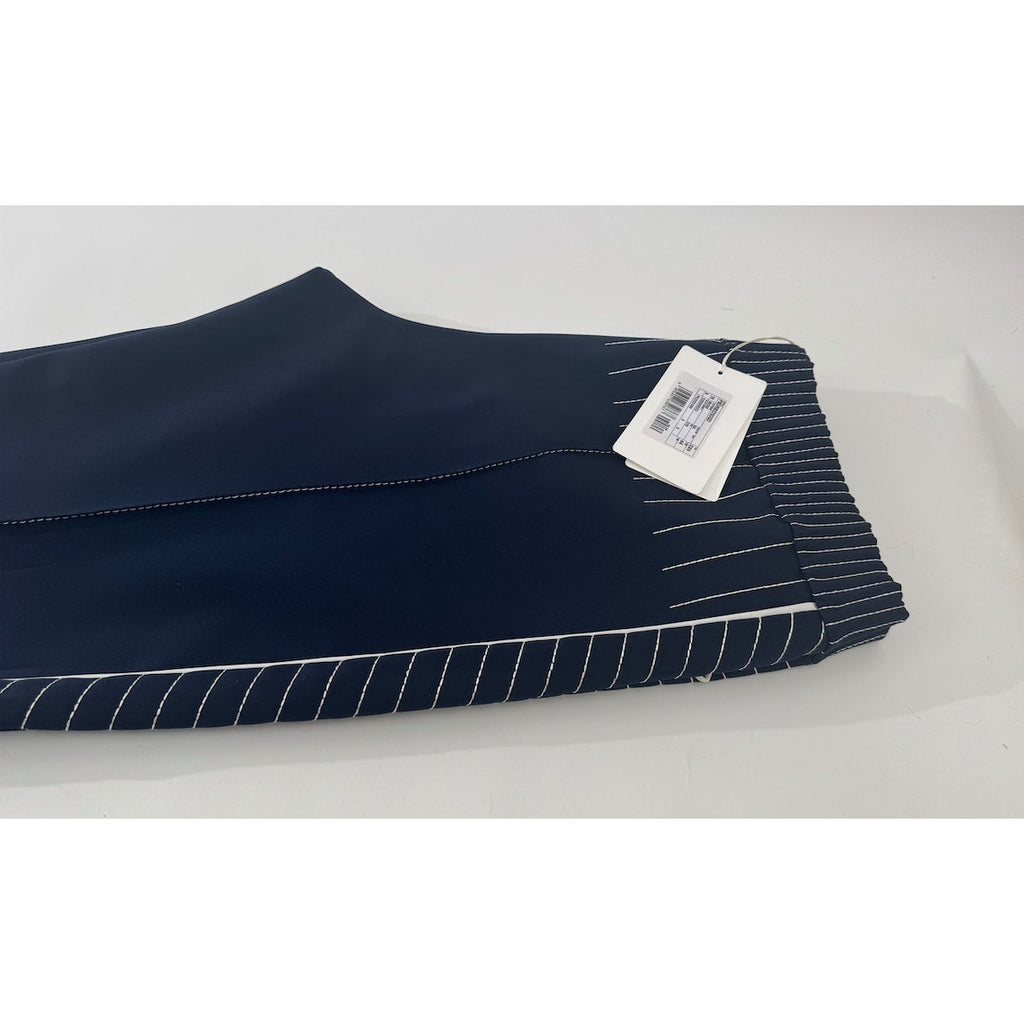 Women's Valentino Navy Blue & White NWT High Waist Drawstring Pants Size 44