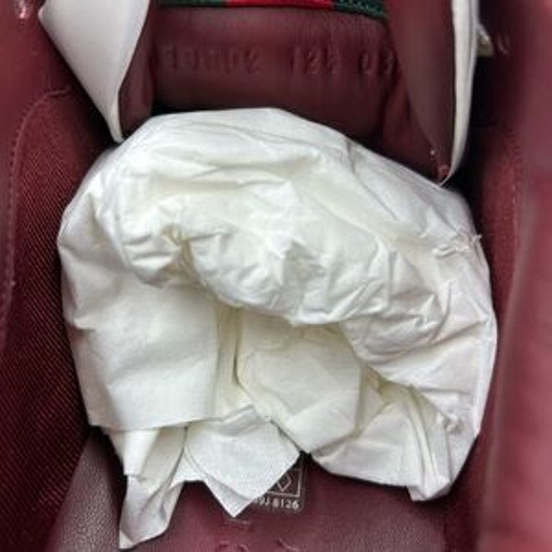 Men's Gucci re-Web sneakers in white leather with red accents size 12.5 Italy