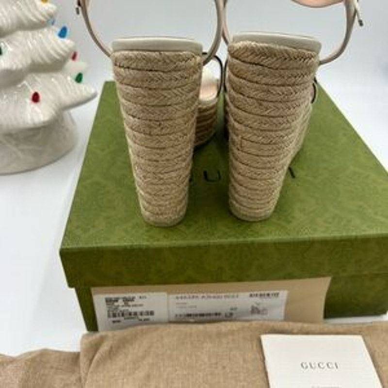 Gucci Women's White Wedge Sandals size 40 made in Italy