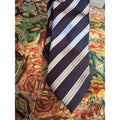 Corneliani Blue Striped Silk Tie Luxury Designer Neck Tie Made in Italy