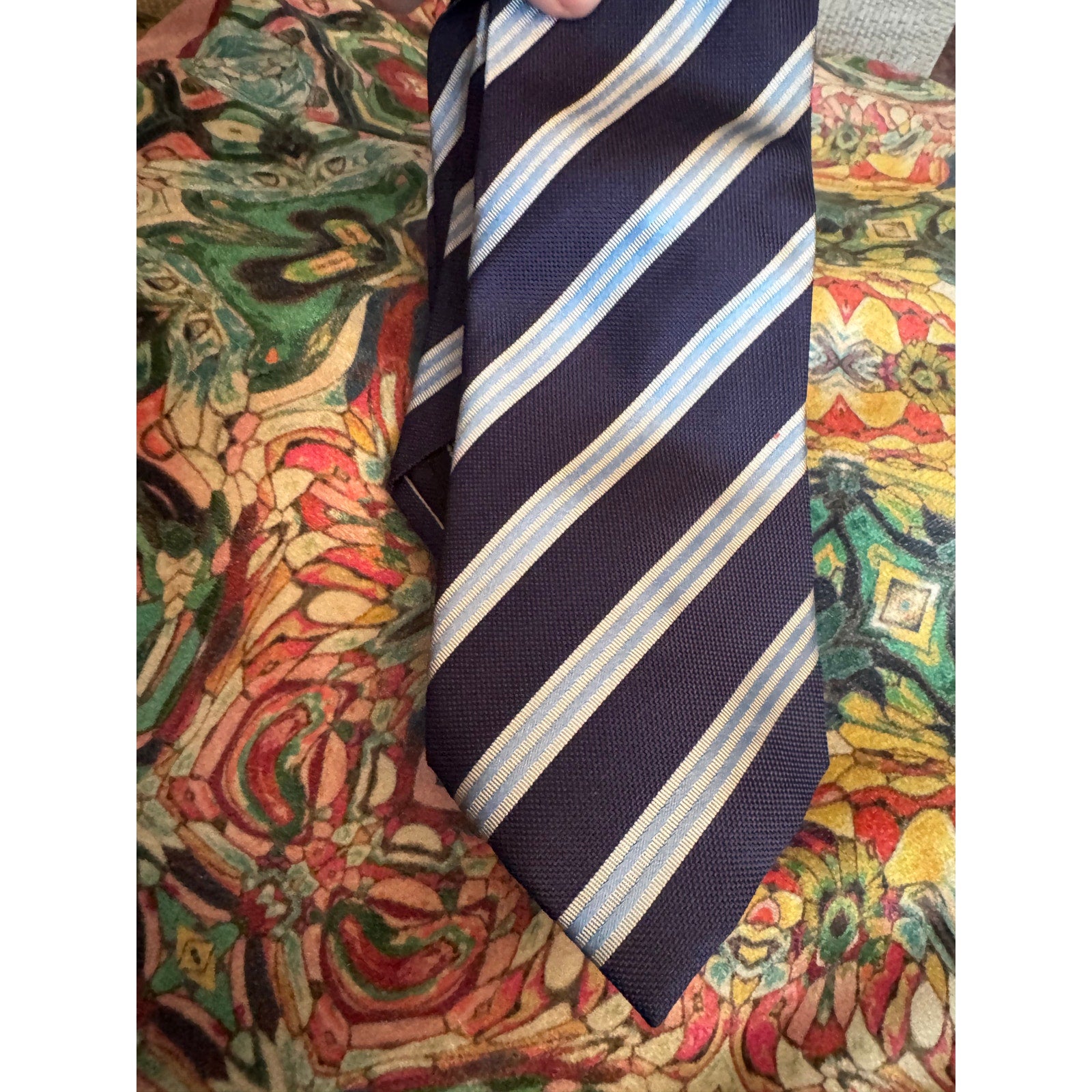 Corneliani Blue Striped Silk Tie Luxury Designer Neck Tie Made in Italy
