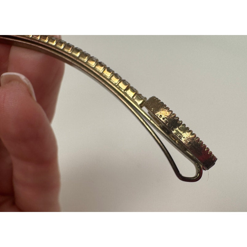 Chanel CC Enamel and Crystal White & Gold Tone Hair Pin
