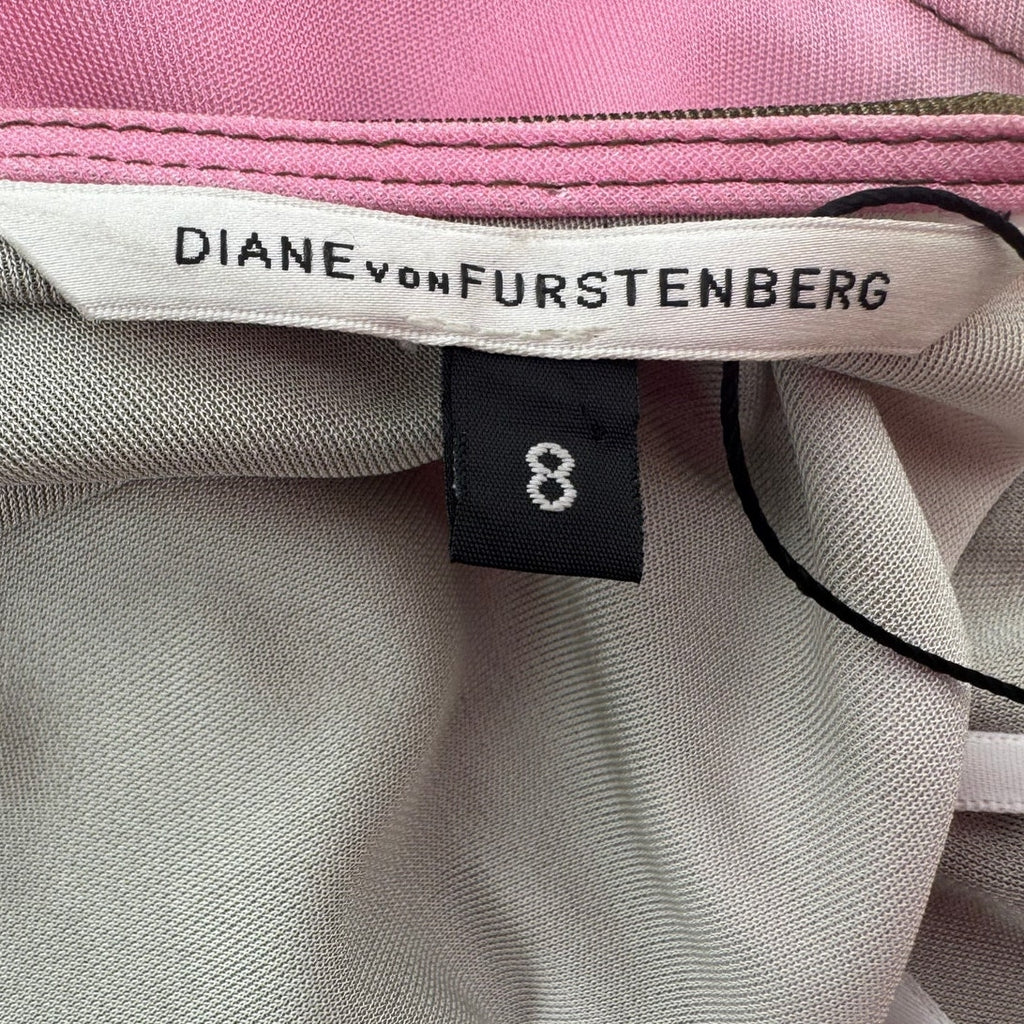 Diane von Furstenberg DVF NWOT Pelego Pink Black Tie Dye Wrap Dress Size 8
