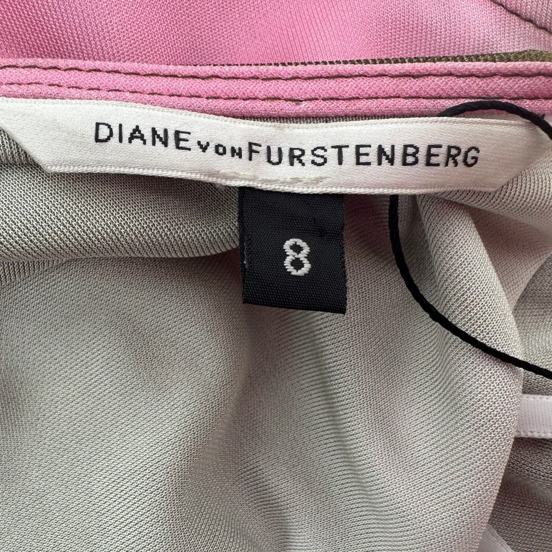 Diane von Furstenberg DVF NWOT Pelego Pink Black Tie Dye Wrap Dress Size 8