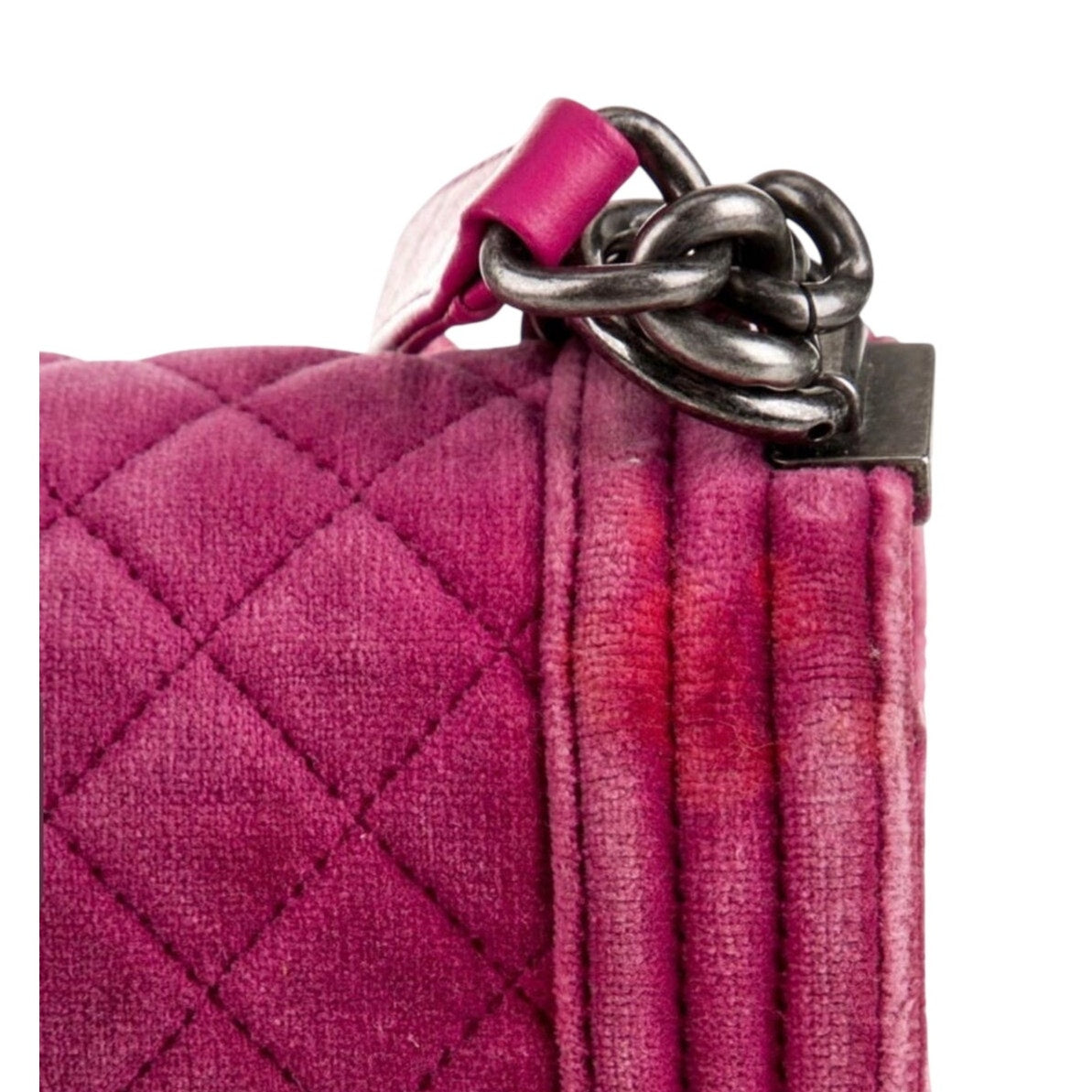 Chanel Pink Crushed Velvet Quilted Small Boy Bag