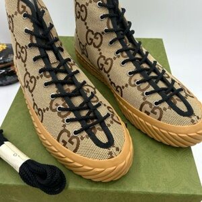 Men's Gucci, maxi GG high top canvas sneakers size 12.5 made in Spain