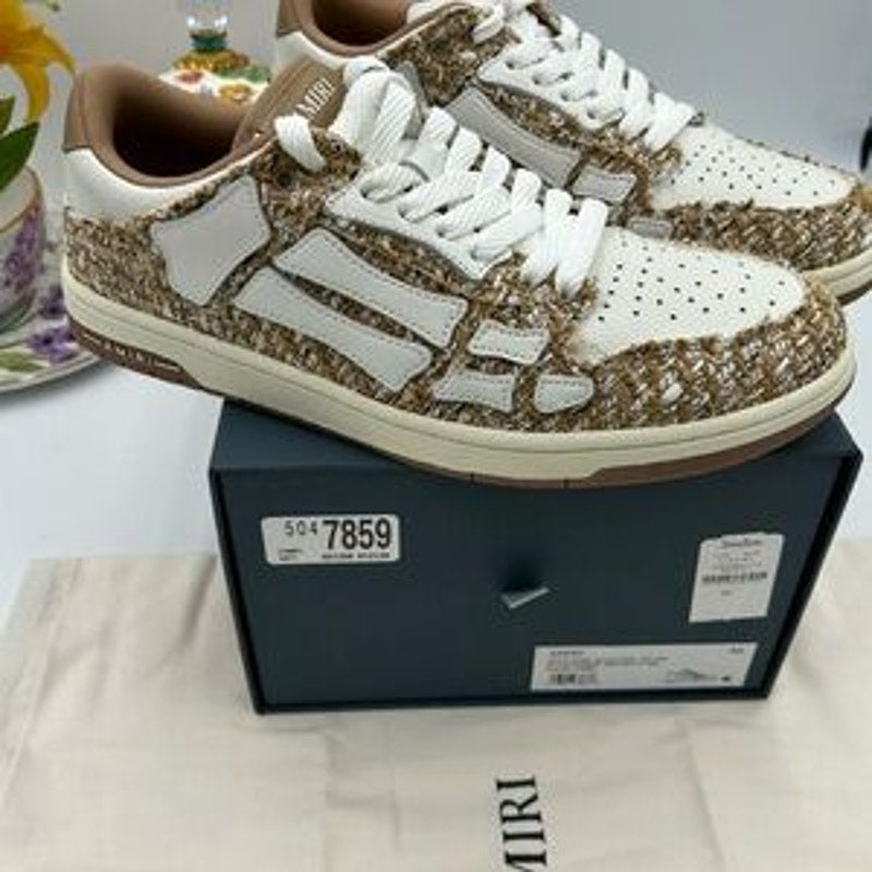 Men's AMIRI BOUCLE SKEL low top leather trimmed sneakers size 44