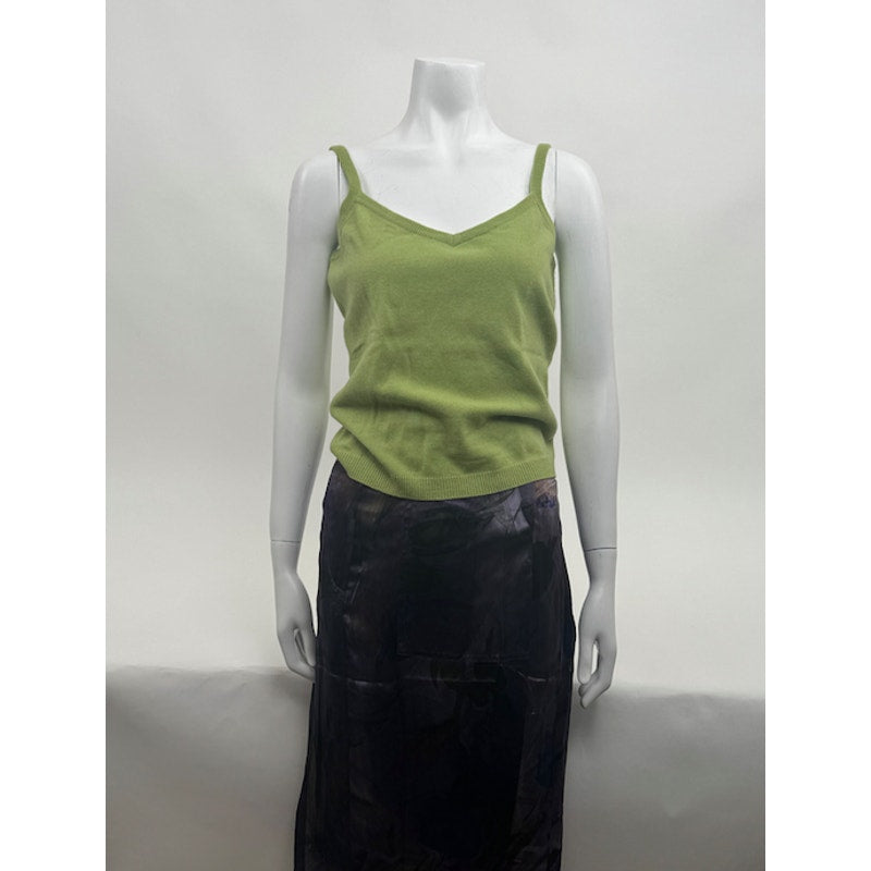 Ultra Moda NWT Green 100% Cashmere Sleeveless V-Neck Sweater Size M