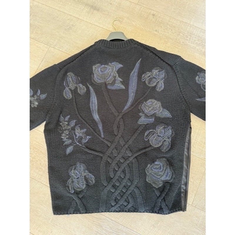 Men's Dior x Sacai NEW Black Wool Cashmere Knit Sweater Size L - Rare