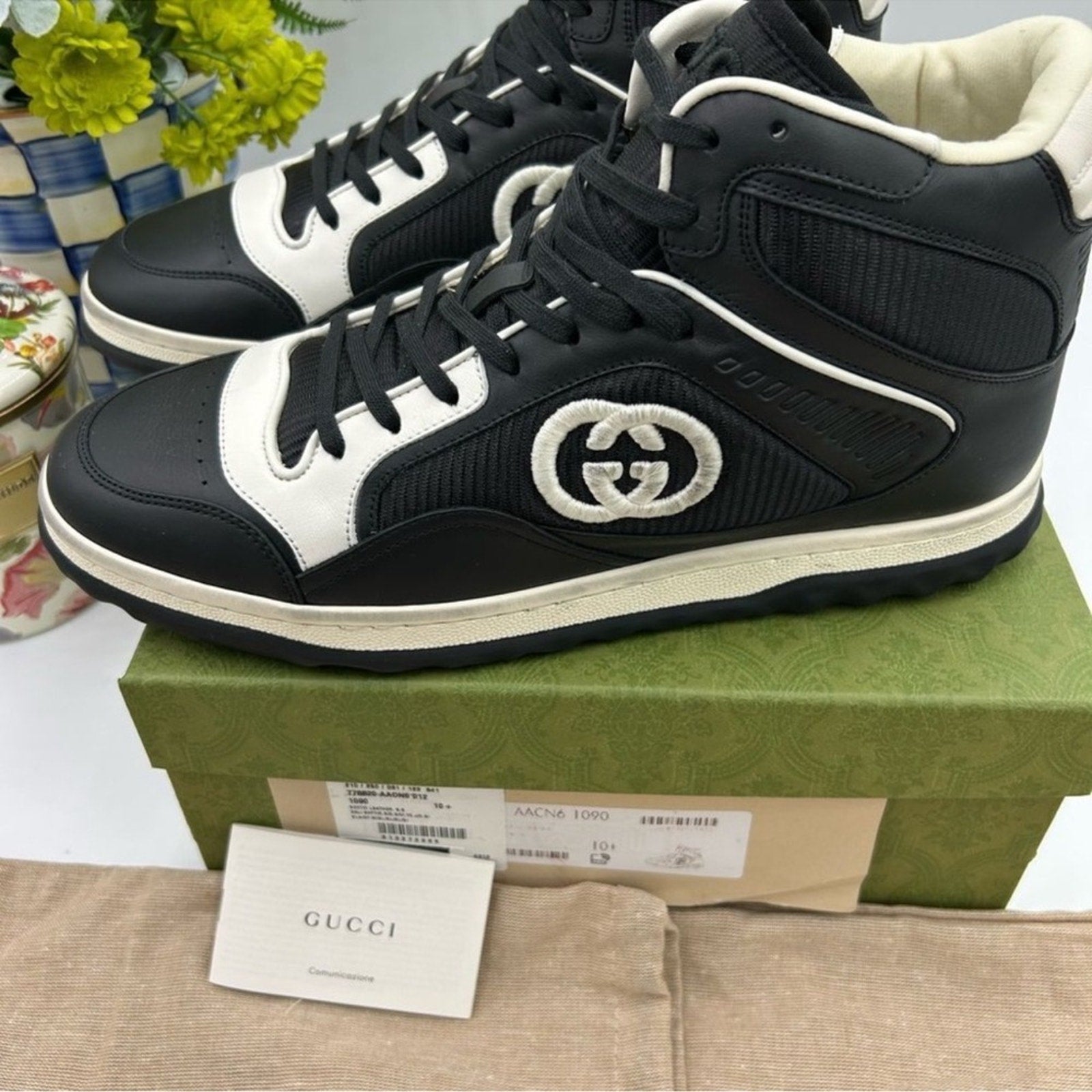 Men's Gucci Mac 80 high top leather sneakers size 10.5 made in Italy