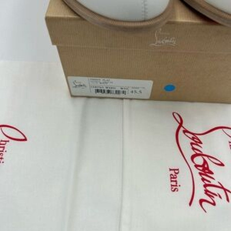 Men's Christian Louboutin white leather penny loafers size 45.5 made in Italy