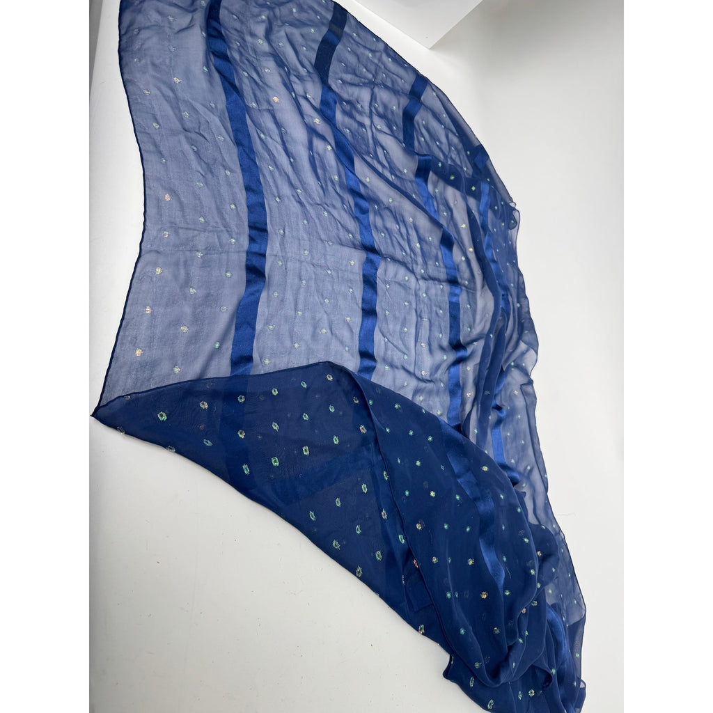 Christian Dior Blue Rare Metallic Flakes Large Shawl Scarf