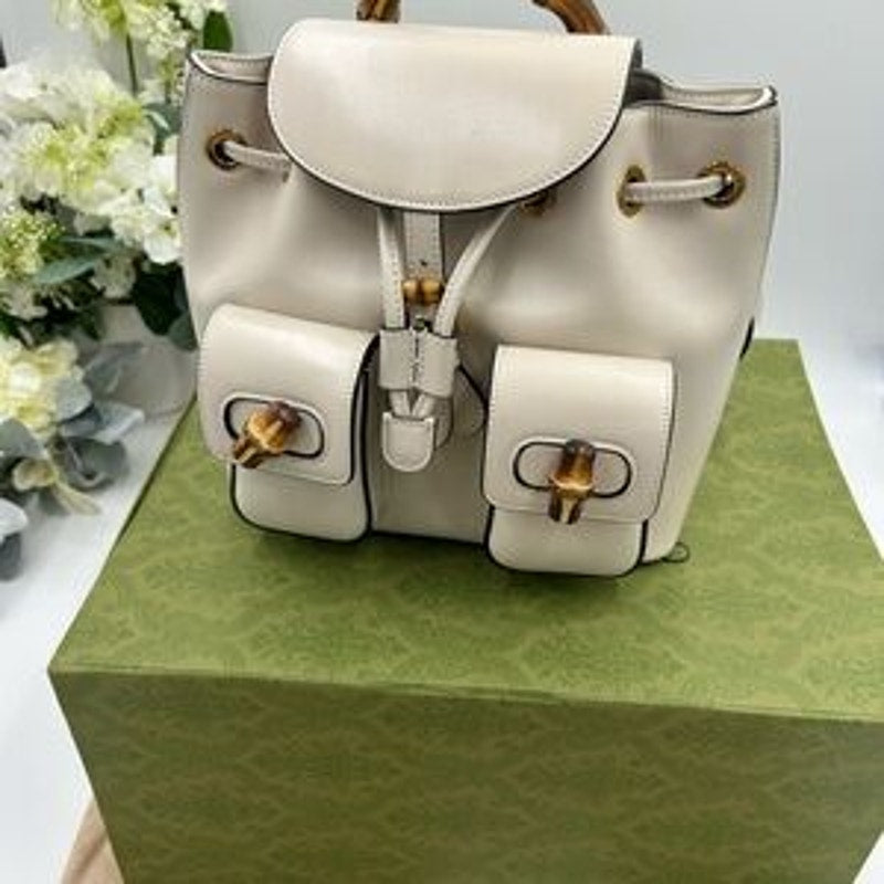 Gucci Leather bamboo backpack made in Italy NWT