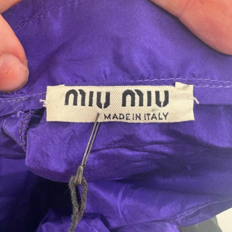 Miu Miu NWOT Black & Purple 100% Silk Ruffle Blouse Size IT 40 / US 4