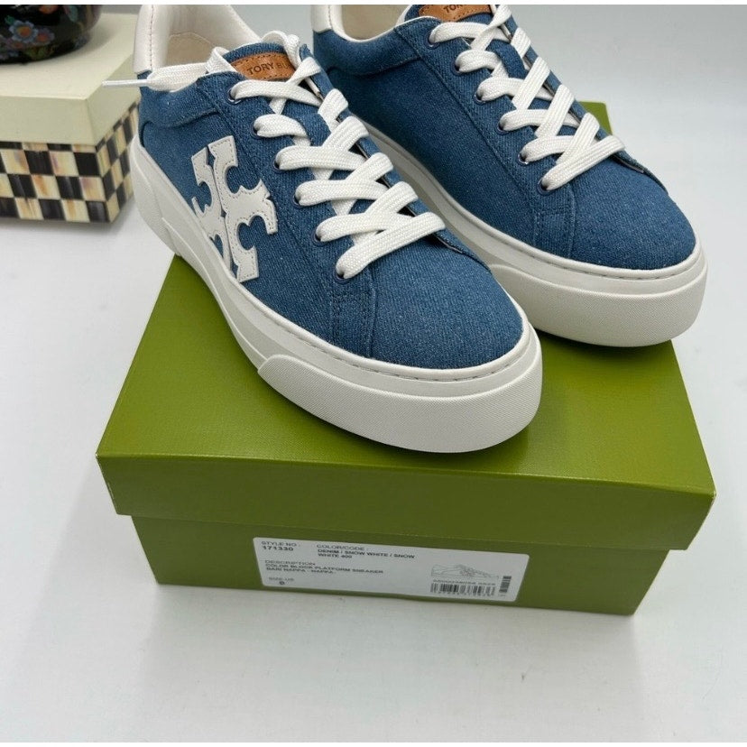 Women's Tory Burch platform denim sneakers size 8 US