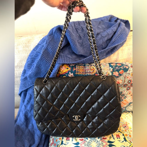 Chanel Special 3 slot flap Black Quilted wSilver Hardware employees only edition