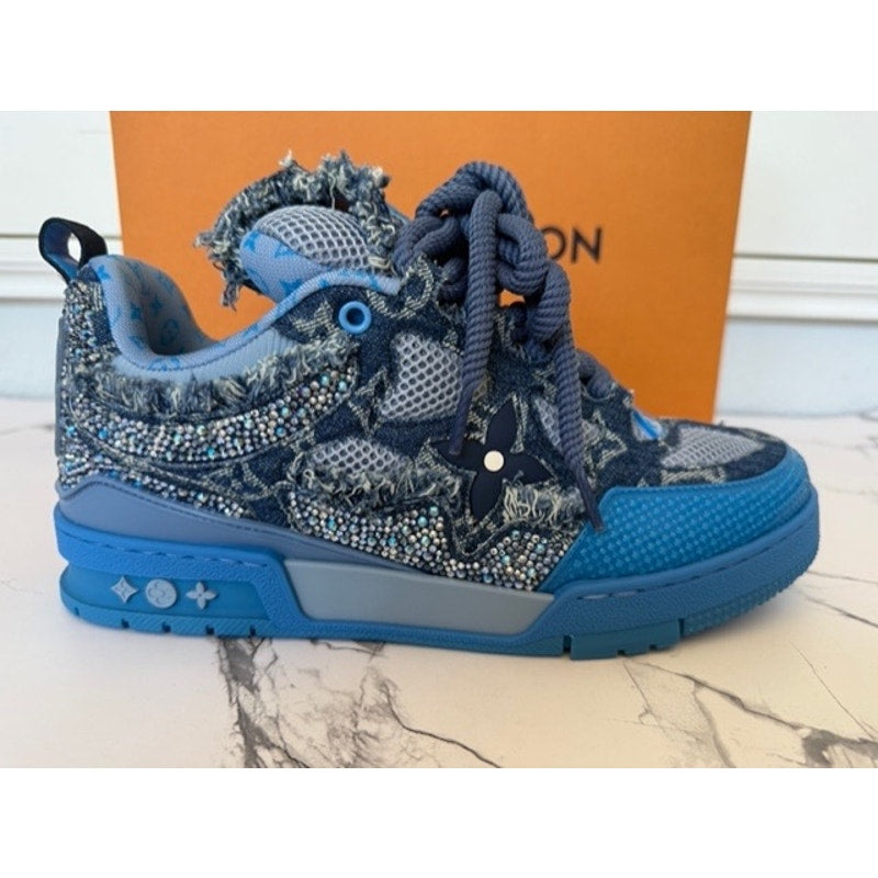 Louis Vuitton Blue Swarovski Monogram Skate Trainers – Men’s LV 8.5 / US 9.5