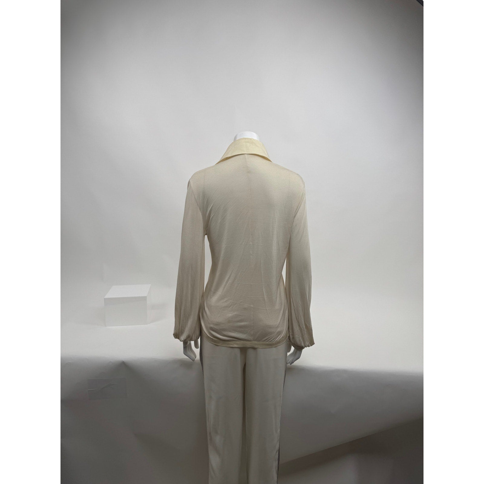 Bora Aksu Cream Ruffle Cotton Long Sleeve Button Front Blouse Size 10