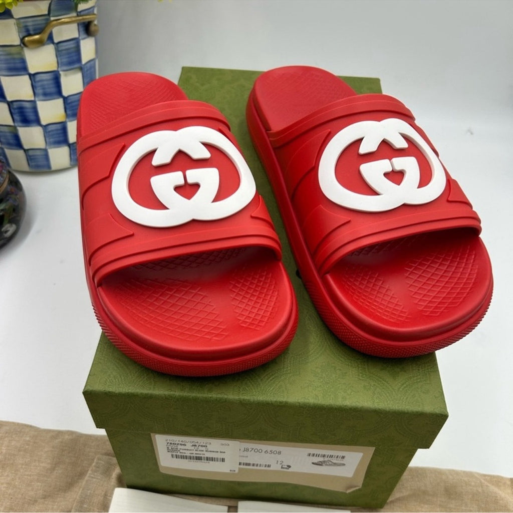 Men's Gucci interlocking G rubber Pool slides
Size 12 
Made in Italy