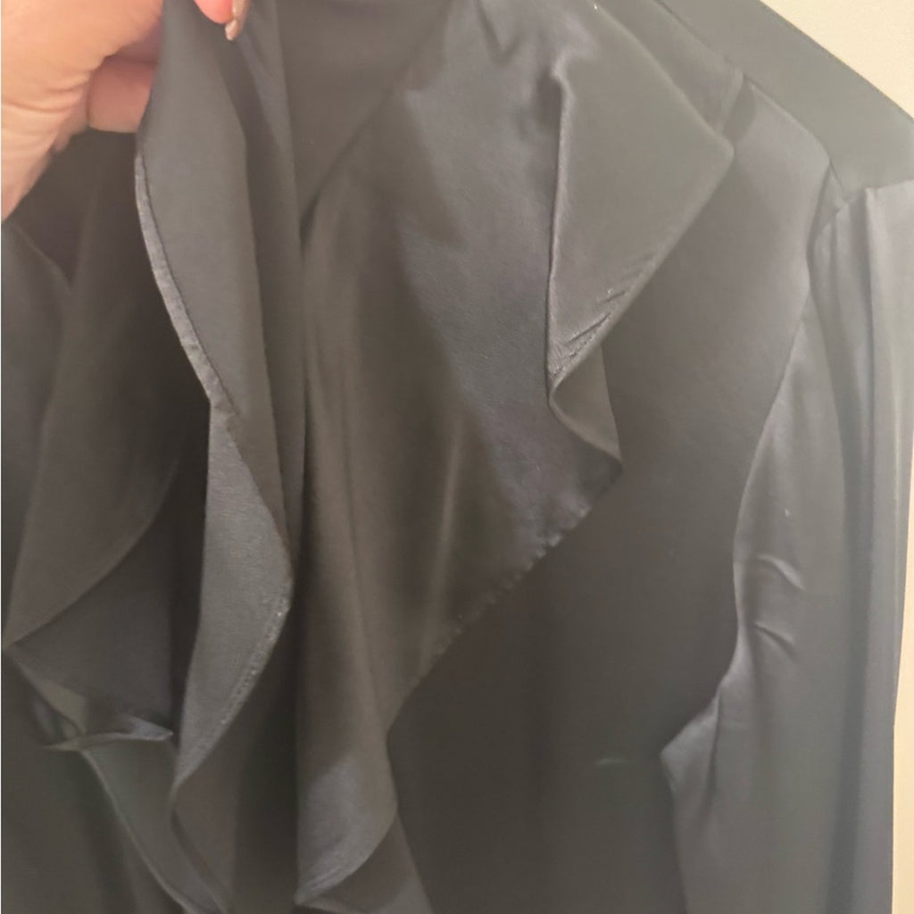 Hugo Boss Black button up silk Dress Shirt with Ruffle Detail women’s size 10