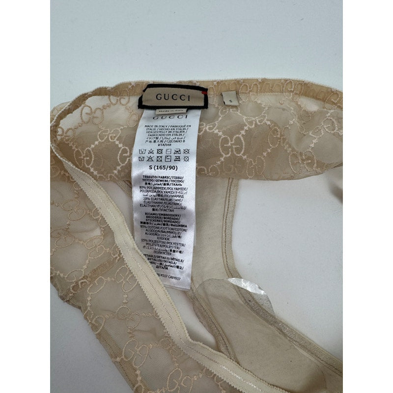 Women's Gucci NWT Cream GG Logo Lace Bra & Briefs Lingerie Set Size S