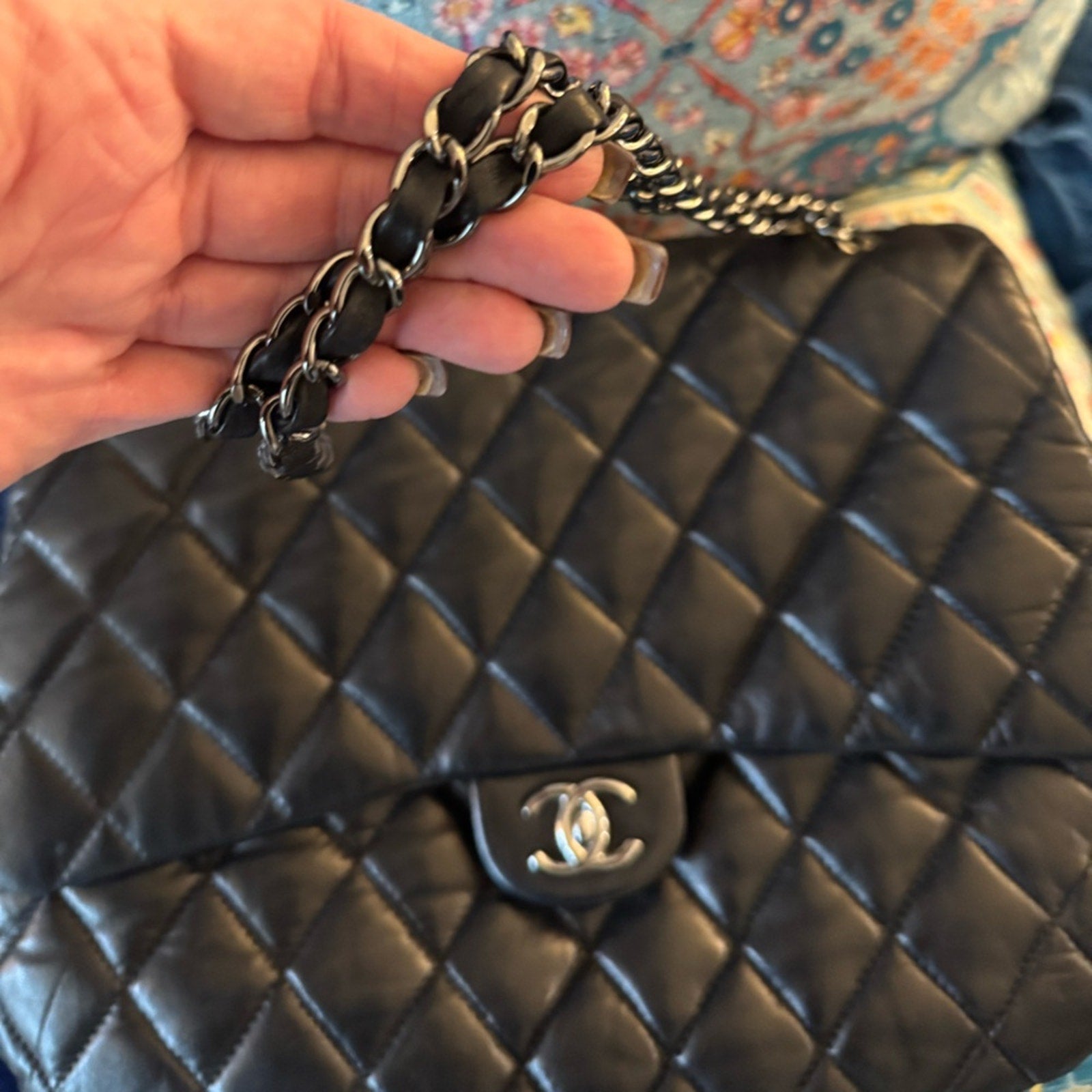 Chanel Special 3 slot flap Black Quilted wSilver Hardware employees only edition