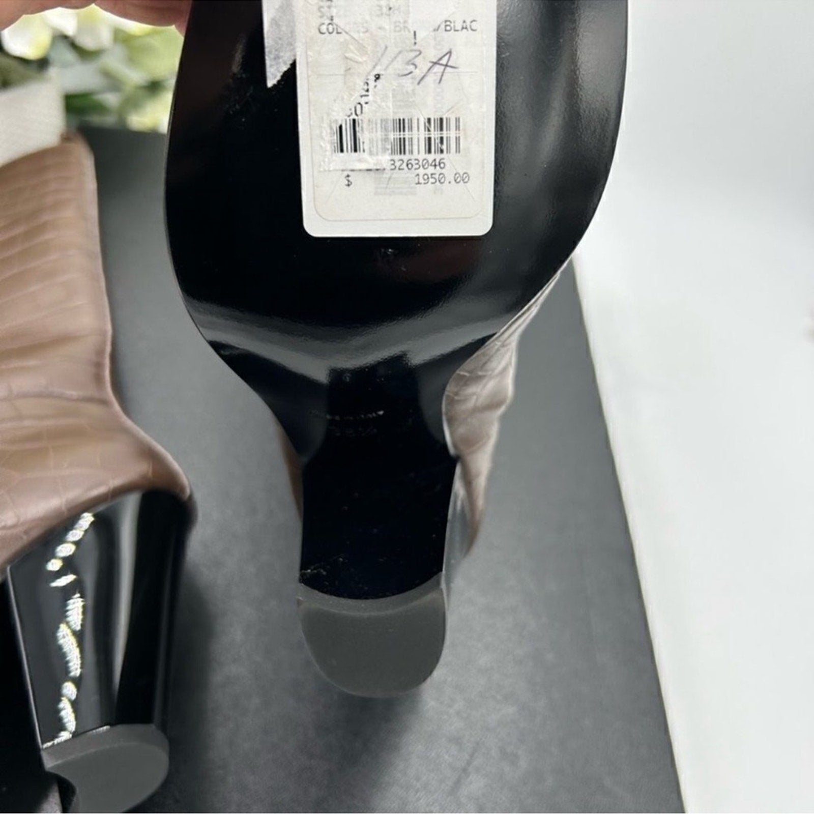 Women's Chanel icon plain toe block, heel boot 
Size 38.5 
Made in Italy.