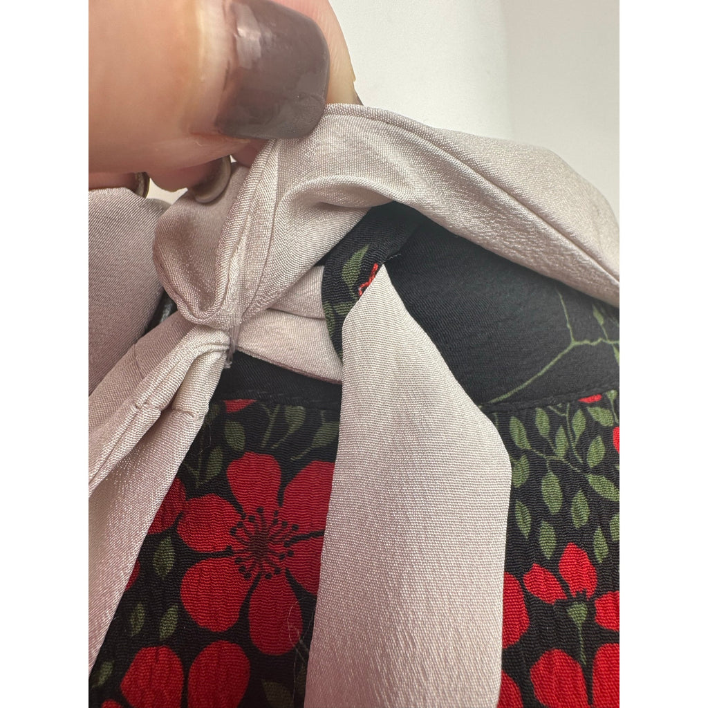 RED Valentino Printed Neck Tie Floral Peter Pan Collar Dress – IT 46 / US 10