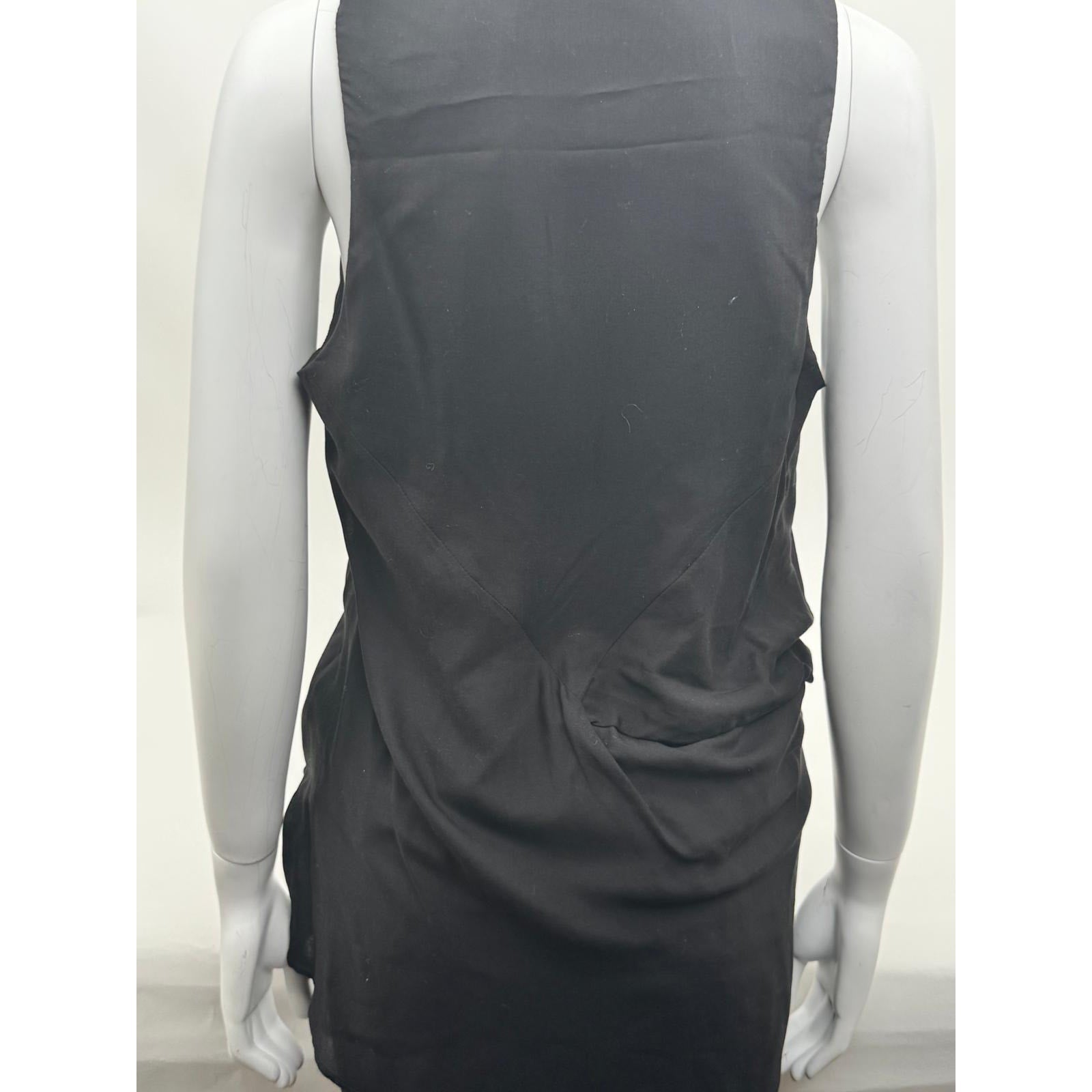Helmut Lang NWT Black Soft Drape Overlap Asymmetrical Hem Blouse Size L