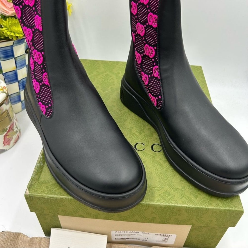 Women's Gucci GG motif Leather, Chelsea boots size 41 made in Italy