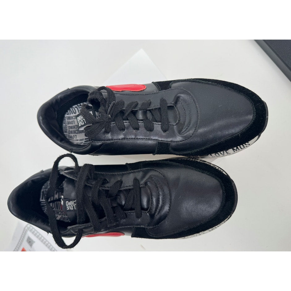 Women's Love Moschino Heart Patch Platform Sneakers Black Red Size 8 EU 38