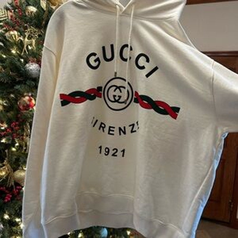 Men's Gucci FIRENZE 1921 cotton hoodie interlocking G/web stripe size XXXL