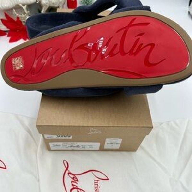 Men's Christian Louboutin BIZZU cross strap Terry cloth slide size 46