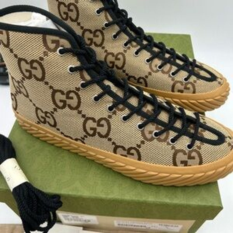Men's Gucci, maxi GG high top canvas sneakers size 12.5 made in Spain