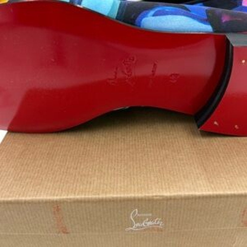 Men's Christian Louboutin, dandy chick roses, satin loafers size 43 made Italy