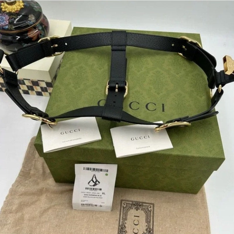 Gucci demetra , extra large leather dog harness made in Italy