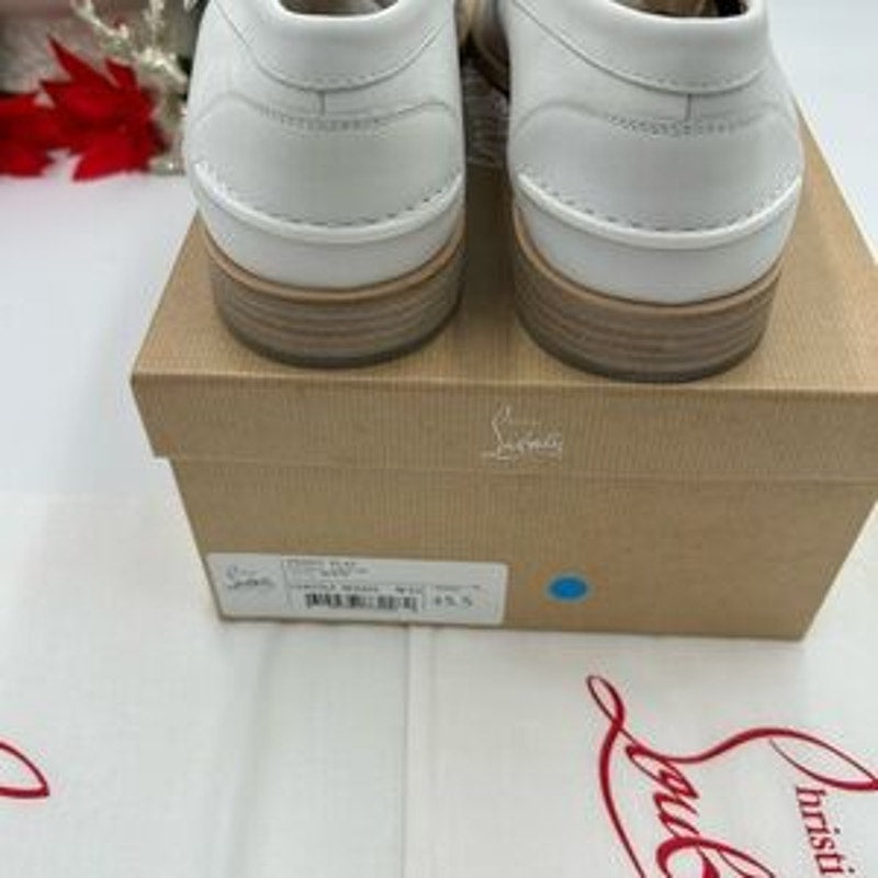 Men's Christian Louboutin white leather penny loafers size 45.5 made in Italy
