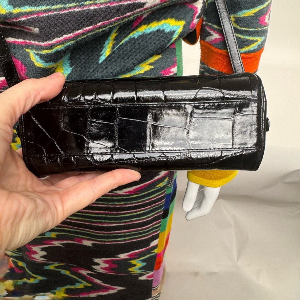 Mini black Crocodile  Aigner 2 way bag can be worn as a Crossbody & shoulder bag