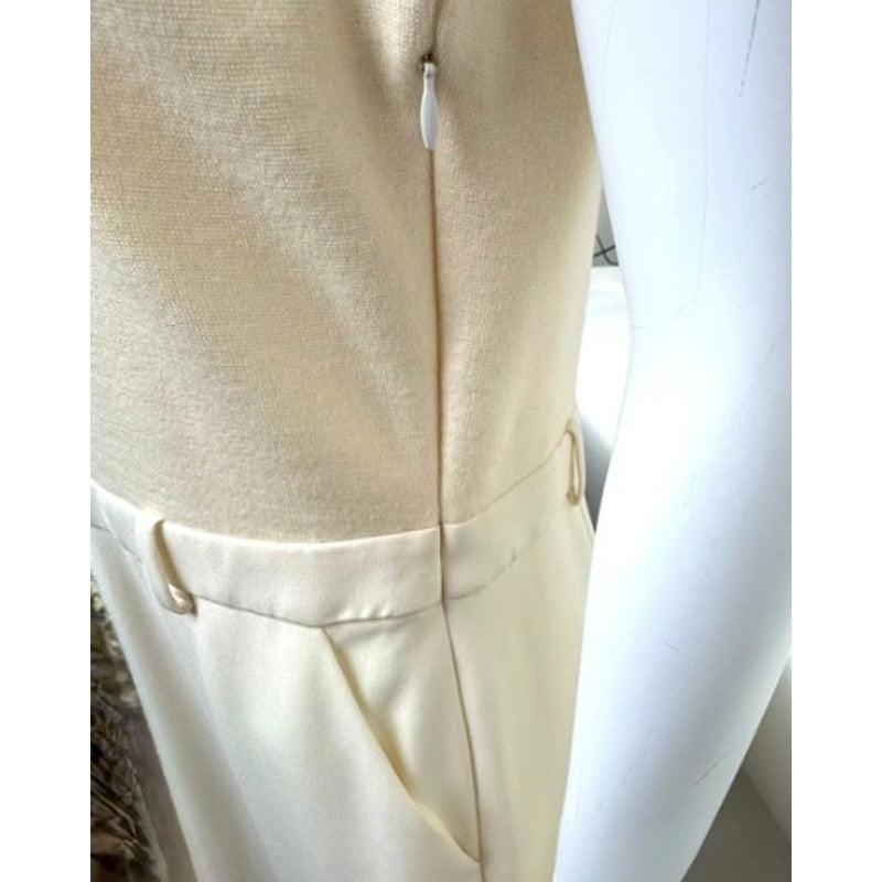 Theory NWT’s Size 10 Cream Sleeveless Turtleneck Dress. Crepe skirt and cashmere