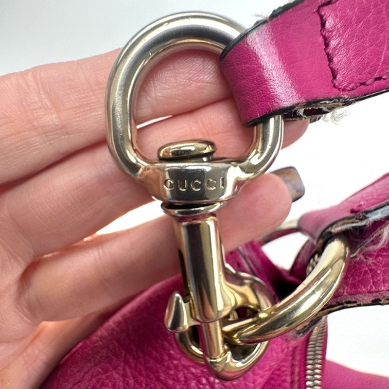 GUCCI Fuchsia Leather Soho w/tassel.Long strap and short strap/ 3 way bag.