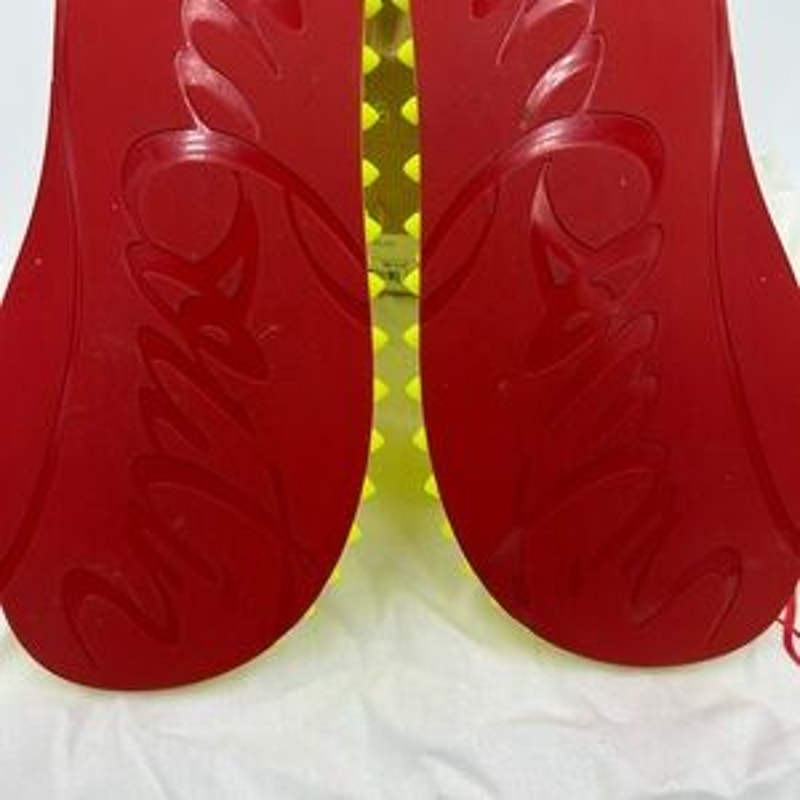 Men's Christian Louboutin neon rubber thong, sandal, size 46