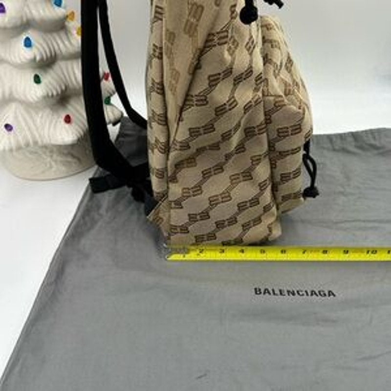 Unisex Balenciaga signature backpack in beige BB monogram coated canvas Italy