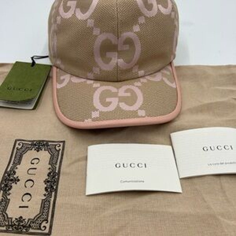 Women's Gucci, Jumbo, GG canvas, baseball hat in beige and pink size XL Italy