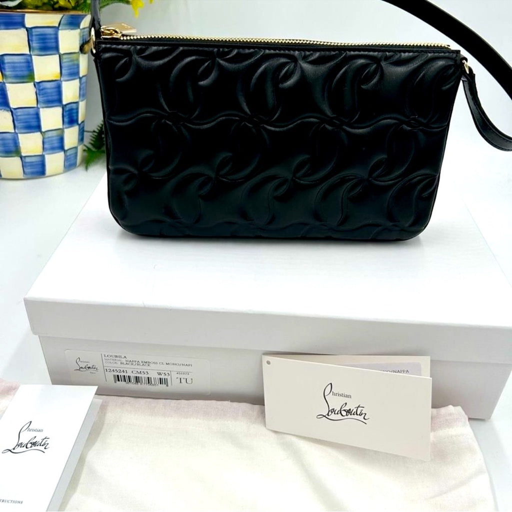 Women's Christian Louboutin shoulder bag CL embossed Napa Leather 
Made in Italy