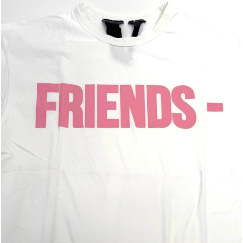 Men's Vlone x Friends NEW White and Pink Short Sleeve T-Shirt Size L