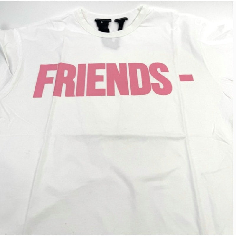 Men's Vlone x Friends NEW White and Pink Short Sleeve T-Shirt Size L