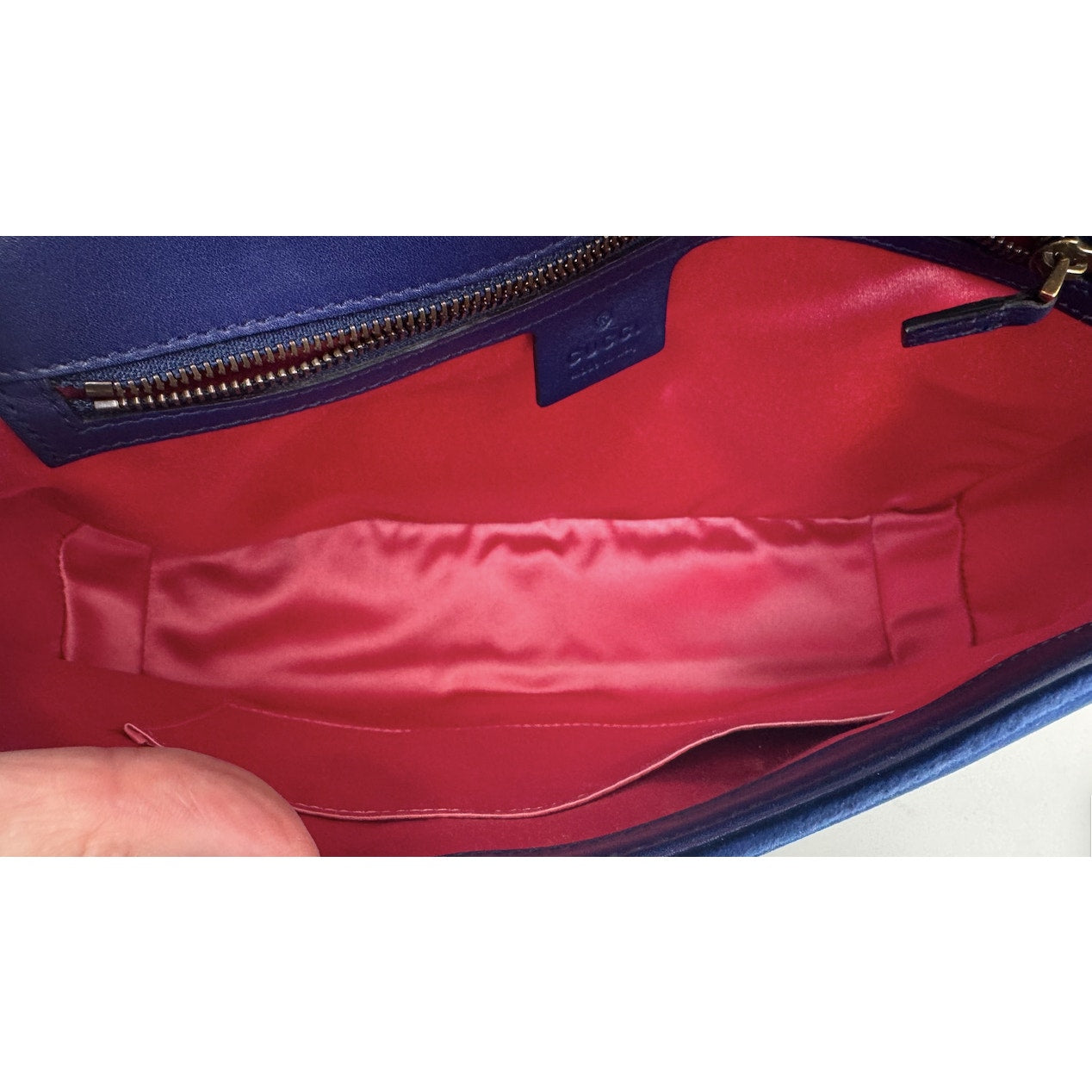 Gucci Medium Marmont Velvet Shoulder Bag - Blue - Antique Gold Hardware