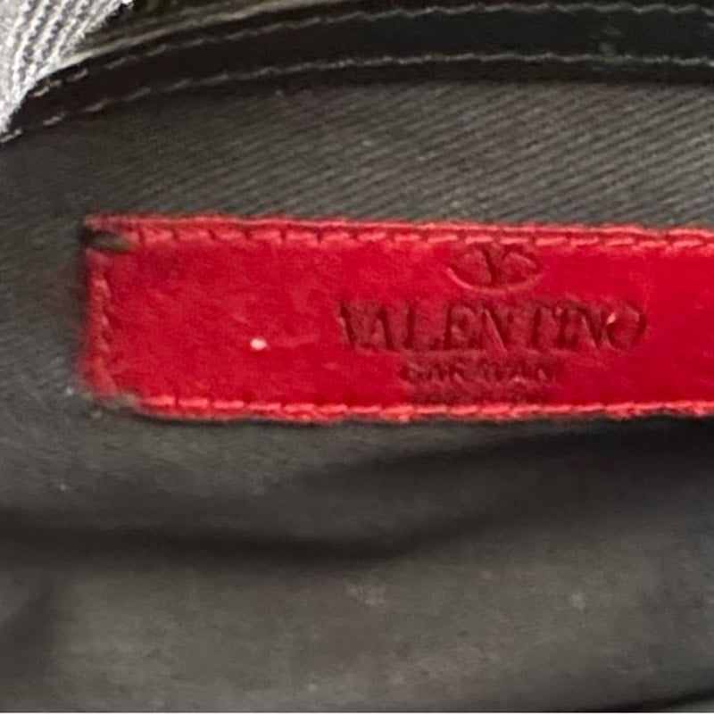 Valentino Garavani Black Lace Top Handle Bag with 3 sections and gold feet