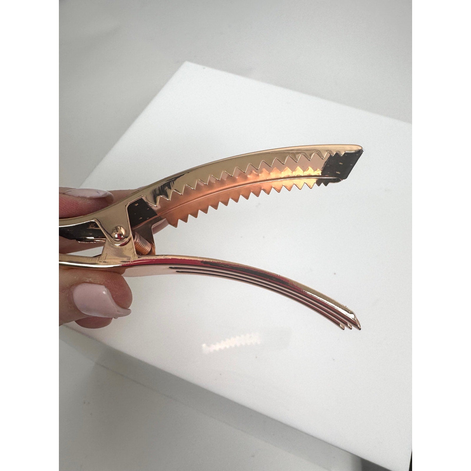 Women's Chanel Black & Gold Logo Star Print Hair Barrette Clip