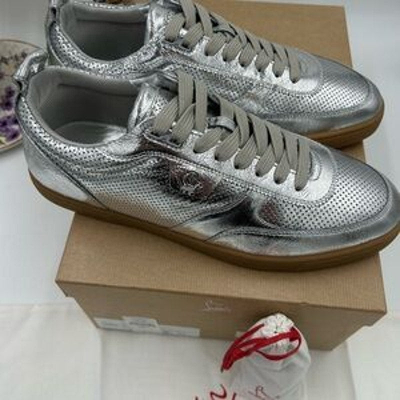 Men's Christian Louboutin TUTTI RUI metallic leather sneakers size 44 made Italy